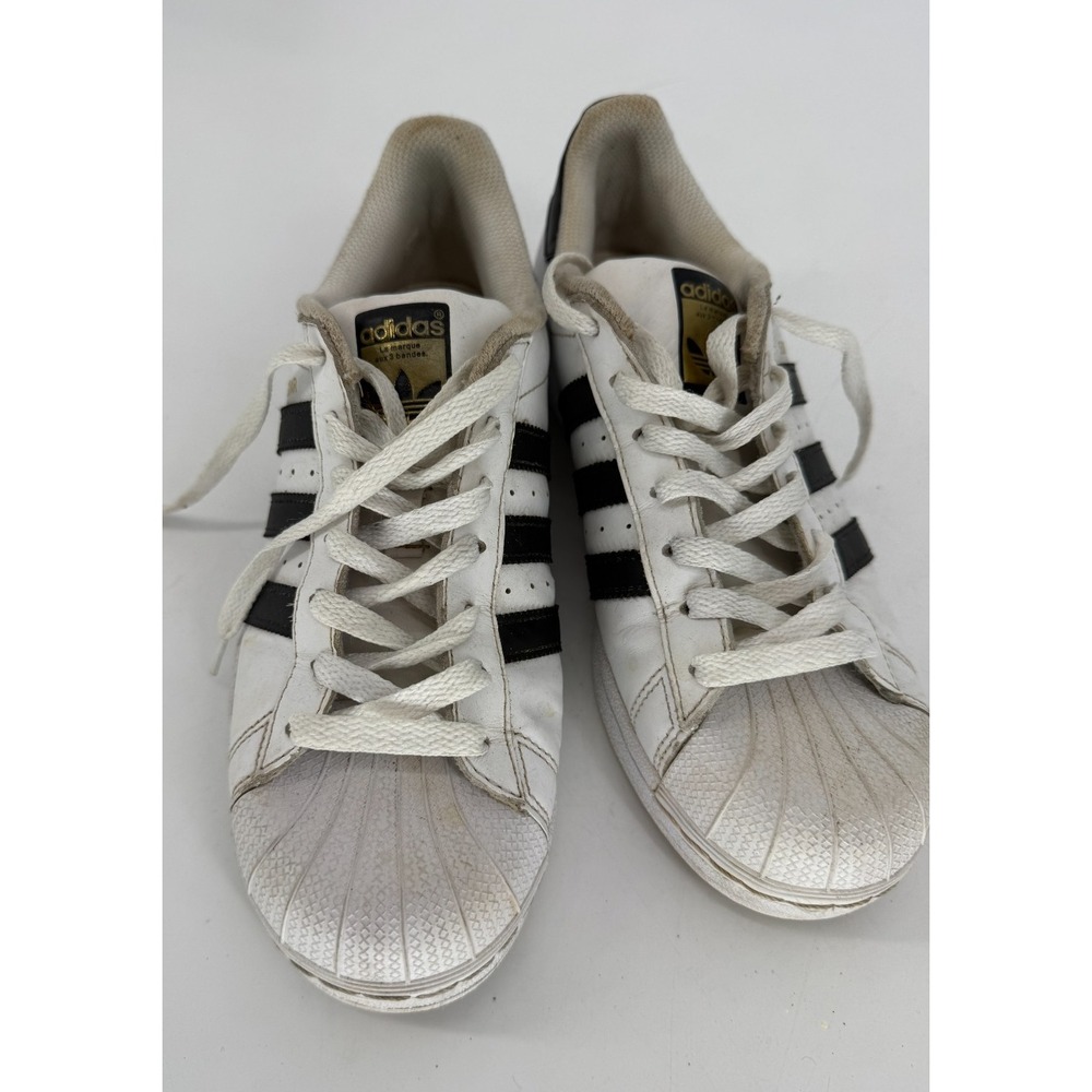 Adidas Superstar White Black Shell Toe Sneakers Leather Lace Up Women's 8.5